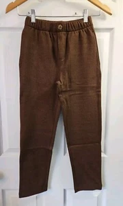NWOT HANNA ANDERSSON BEARY COZY BROWN PULL ON EASY JACQUARD KNIT PANTS 130 8 $50 - Picture 1 of 8