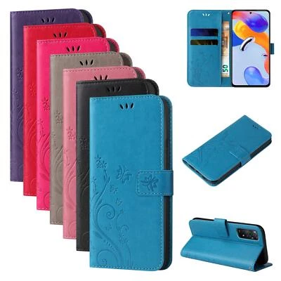 LBH TEC-EXPERT Handy Tasche für Xiaomi Redmi Note 11 / 11 Pro Handyhülle Blumen 9H Displayglas