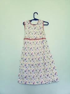 April Cornell Girls 7 / 8 Party Dress Polka Dot Pink Bow Sleeveless 100% Cotton - Picture 1 of 9