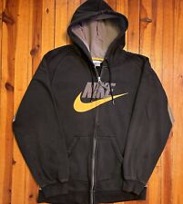 Vintage Nike Hoodie Sweatshirt Full Zip Y2K Silver Tag Size Large Black & Yellow