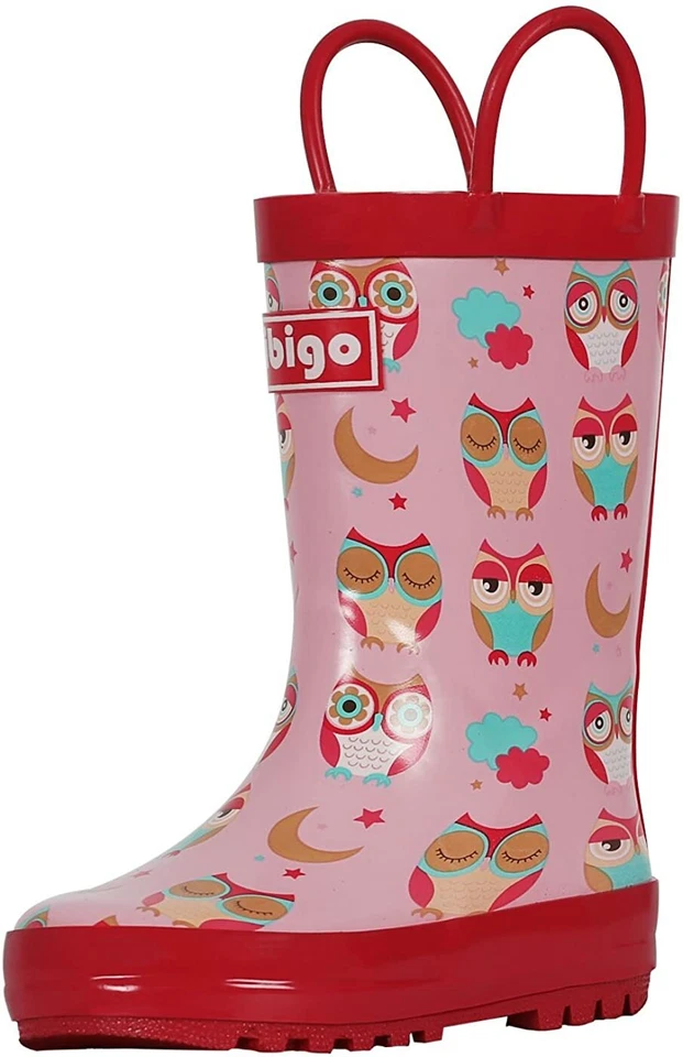 Botas de chuva infantis de borracha natural com alças fáceis para crianças pequenas e infantis - Imagem 1 de 1