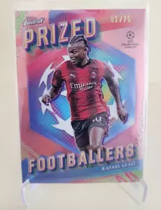 2023-24 TOPPS FINEST UEFA RAFAEL LEAO PRIZED FOOTBALLERS ROSE GOLD Ser #01/75 - Picture 1 of 2