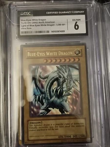 Blue-Eyes White Dragon LOB-001 YuGiOh Legend Of Blue Eyes White Dragon (CGC 6) - Picture 1 of 2
