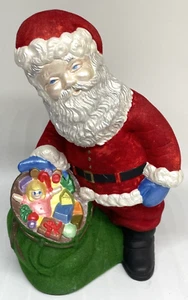 Flocked Ceramic Santa Claus with Toy Sack 8" Figurine Vintage - Picture 1 of 8