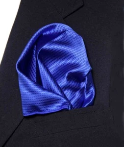SW Gascoigne Blue Silk Striped Pocket Square Men's - Picture 1 of 3