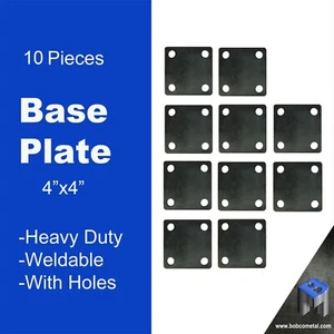 Piastra Base Metallo Acciaio Piatto Quadrato Resistente 4" x 4" con Fori | 10 Pezzi - Foto 1 di 6