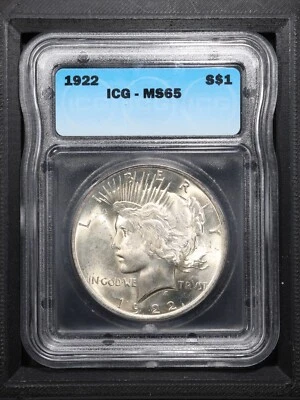 1922 Silver Peace Dollar ICG MS65 GEM Graded - Image 1 of 2