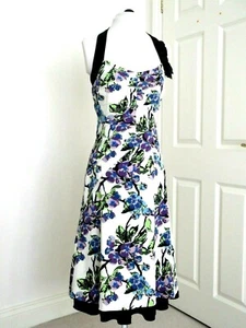 KAREN MILLEN HALTER NECK FLORAL TEA DRESS 40s WW2 WARBRIDE SIZE 10 - Picture 1 of 12