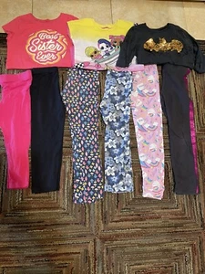 Set Of 9 Kids / Girls Leggings/ Pants T Shirts 5-8 Years carters H&M Place Klein - Picture 1 of 9