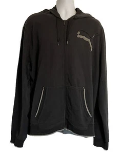 NWT Puma Black Duel Big Cat Logo Full Zip Hoodie Jacket 90% Cotton Size 2XL - Picture 1 of 18