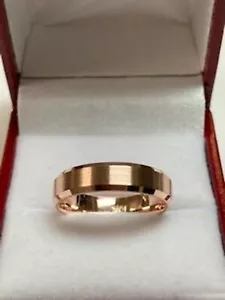 10K SOLID ROSE GOLD MENS WEDDING BANDS RINGS SATIN FINISH BEVELED EDGE 5MM - Picture 1 of 1