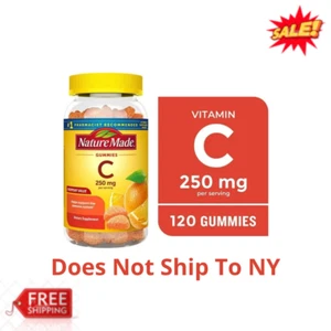Nature Made Vitamin C Gummies 250 mg Dietary Supplement 120 Count Tangerine - Picture 1 of 12