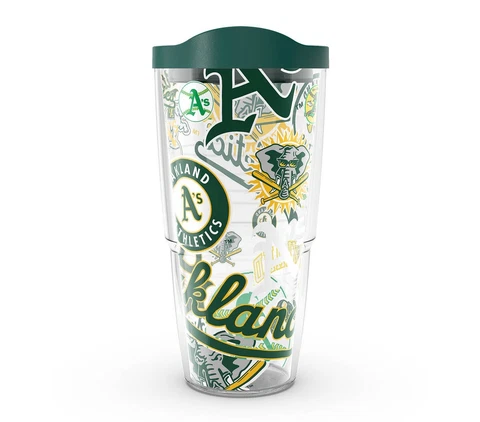 OAKLAND ATHLETICS, 24oz DOUBLE WALL, TUMBLER FROM TERVIS WITH LID INCLUDED Cover
