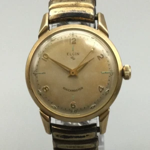 Vtg Elgin Watch Men 32mm 10K Gold Filled Manual Wind BROKEN FOR PARTS OR REPAIR - Picture 1 of 14
