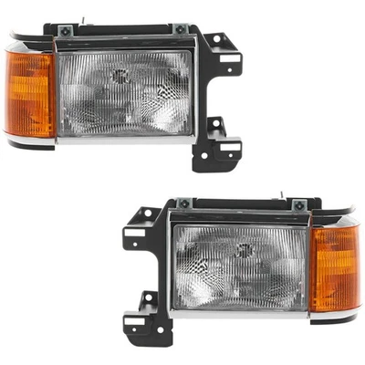 Left and Right Headlights For Ford F-150 1987-1991 Halogen w/ Bulb/s Chrome Trim - Image 1 of 4