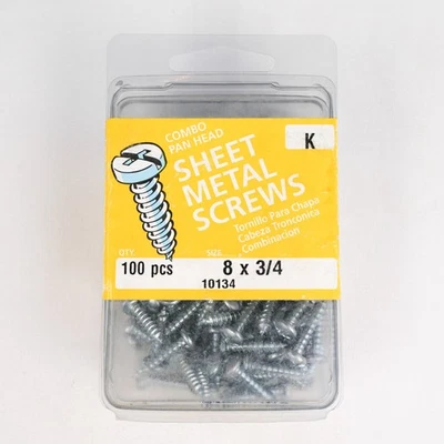 MIDWEST - 10134 - 8 x 3/4 Combo Pan Head SHEET METAL SCREWS - Qty 100 NOS - Image 1 of 4