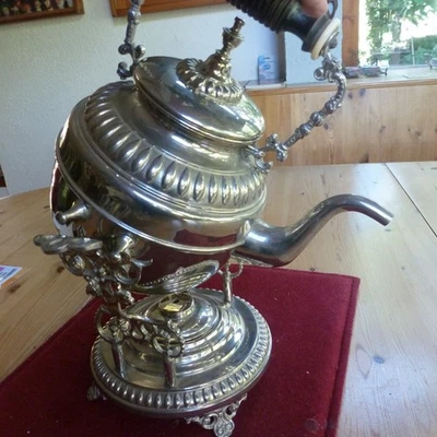 Alte Schwenkkanne mit Rechaud Stempel Carl Keijser & Co Vasteras, Schweden - Bild 1 von 4