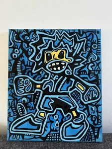 HASWORLD Original Expresionismo Abstracto Pop Arte Contemporáneo Artista Callejero Azul - Imagen 1 de 6