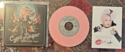 RARE PROMO ONLY PINK VINYL 45 CYNDI LAUPER FUNNEL OF LOVE RECORD BONUS POSTCARD! - Image 1 of 4