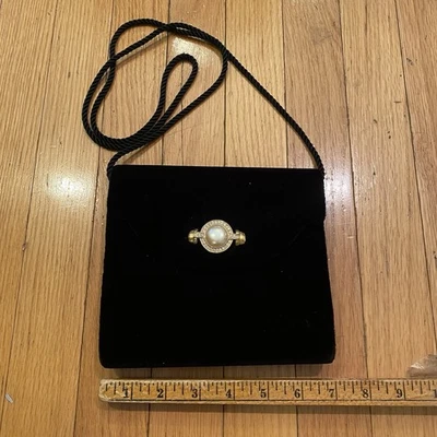 Vtg Monet Black Velvet Jeweled Evening Bag  - Image 1 of 4