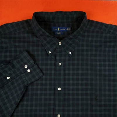 Ralph Lauren Men's Button-Down Long Sleeve Shirt Blue Green Plaid Size 21-36/37 - Image 1 of 4