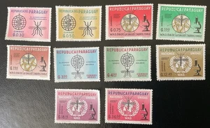 Paraguay - 1962 Malaria Eradication, Set of 10 Stamps, Mounted Mint - Picture 1 of 1