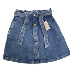 Lands' End Denim Skirt Button Front Paper Bag Waist Girls Size 10 579 - Picture 1 of 7
