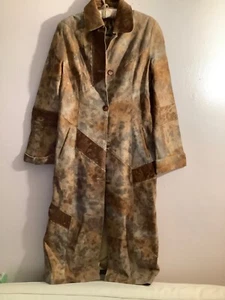 Tuxedo animal print real calf fur hair leather skin woman coat size L - Picture 1 of 9