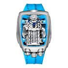 Pindu Men Automatic Watch Luxury Tonneau Mechanical Wristwatch Skeleton Nh05