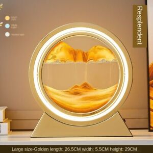Dynamic 3D Hourglass LED Lamp USB Rotating Art Sand Scene Living Room Decoration