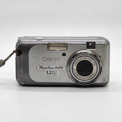 Canon Powershot A410 3.2MP Digital Camera Silver Tested - Image 1 of 4