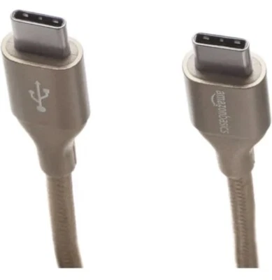 AmazonBasics Double Braided Nylon USB C to USB C 2.0 Cable 6ft | 1.8M Gold Long - Image 1 of 4