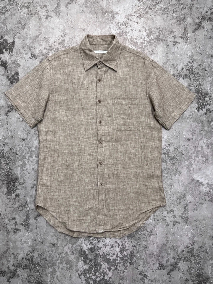 Camisa de manga corta de lino tallado para hombre M Foto 1 de 4