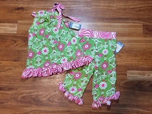 NWT Corkys Kids Size 6X Green & Pink 2 Piece Outfit Pants - Picture 1 of 3