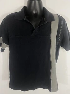 VINTAGE Harley Davidson Black/Gray Polo Shirt Size Small Cotton - Picture 1 of 4