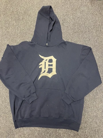 Vintage Detroit Tigers Hoodie Sweatshirt Mens 90’s Navy Blue Cover