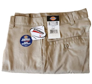 Dickies Khaki Flat Front Pants School Uniform Cotton Polyester Scotchguard 32X30 - Picture 1 of 6