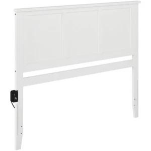 Leo & Lacey Traditional Solid Hardwood Queen Panel Headboard in White - Picture 1 of 4