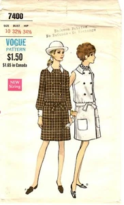 Vogue Vintage 1960s Sewing Pattern Women's SHIRT DRESS Size 10 Bust 32.5" UNCUT - Picture 1 of 3