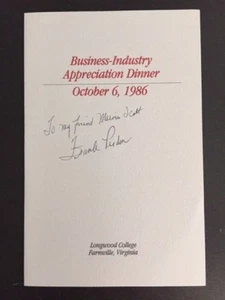 PROGRAMA DE CENA DE AGRADECIMIENTO FIRMADO POR FRANK PERDUE POR CHICKEN TYCOON - Imagen 1 de 1