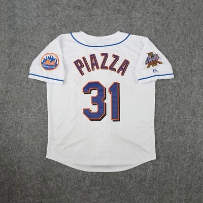 Mike Piazza 2002 New York Mets 40th Anniversary Men's Alternate White Jersey - Image 1 of 4