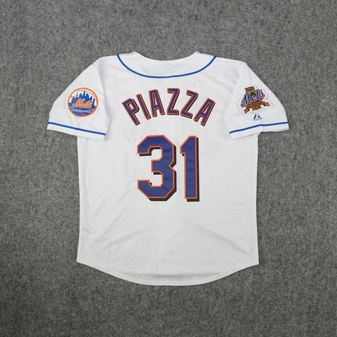 Mike Piazza 2002 New York Mets 40th Anniversary Men's Alternate White Jersey Cover