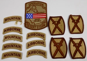 Lote mixto 13 Insignias Ejército de EE. UU. Parches Militares Tormenta del Desierto Montaña Aerotransportada - Imagen 1 de 8