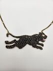 Gucci Black Multi Crystal Antique Gold Pearl Tiger Cat Necklace Baroque ITALY