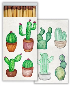 Watercolor Cacti Set of 2 Large Matchboxes with Wooden Matches - Picture 1 of 2