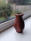 Vintage Wicker Rattan Retro Vase With Ceramic Liner. Height 6 Inches