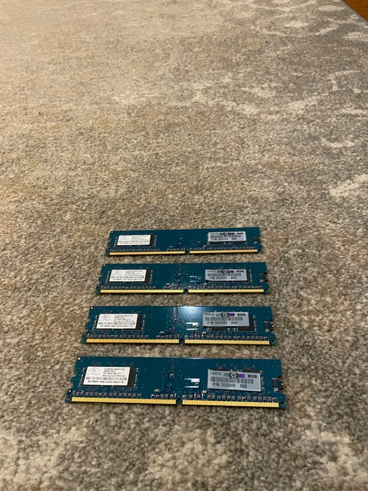 4x NANYA 256MB 1Rx16 PC2-4200U-444-12-C1, NT256T64UH4A0FY-37B Desktop Memory - Image 1 of 4