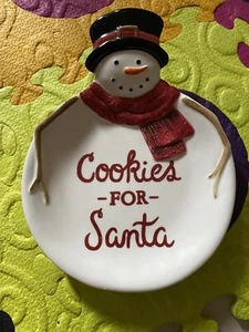 Yuletide Plate COOKIES FOR SANTA Christmas Holiday Snowman - Picture 1 of 3