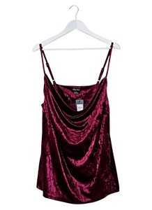 CITY CHIC Ruby Red Velvet Camisole Strappy Top Size Medium M BNWT - Picture 1 of 3