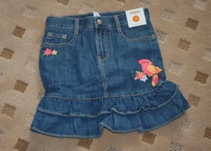 Gymboree ALOHA SUNSHINE Vintage NWT 7 Blue lovebird denim jean skort - Picture 1 of 2